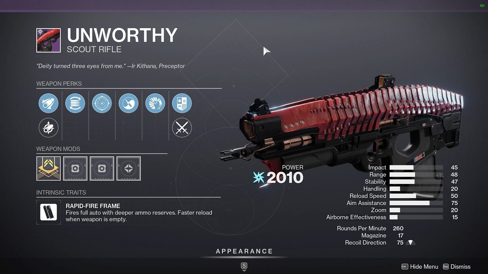 Unworthy in Destiny 2 (Image via Bungie)