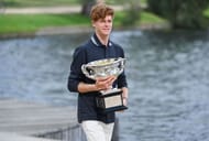 Sinner with the winner's trophy in Melbourne - Source: Getty
