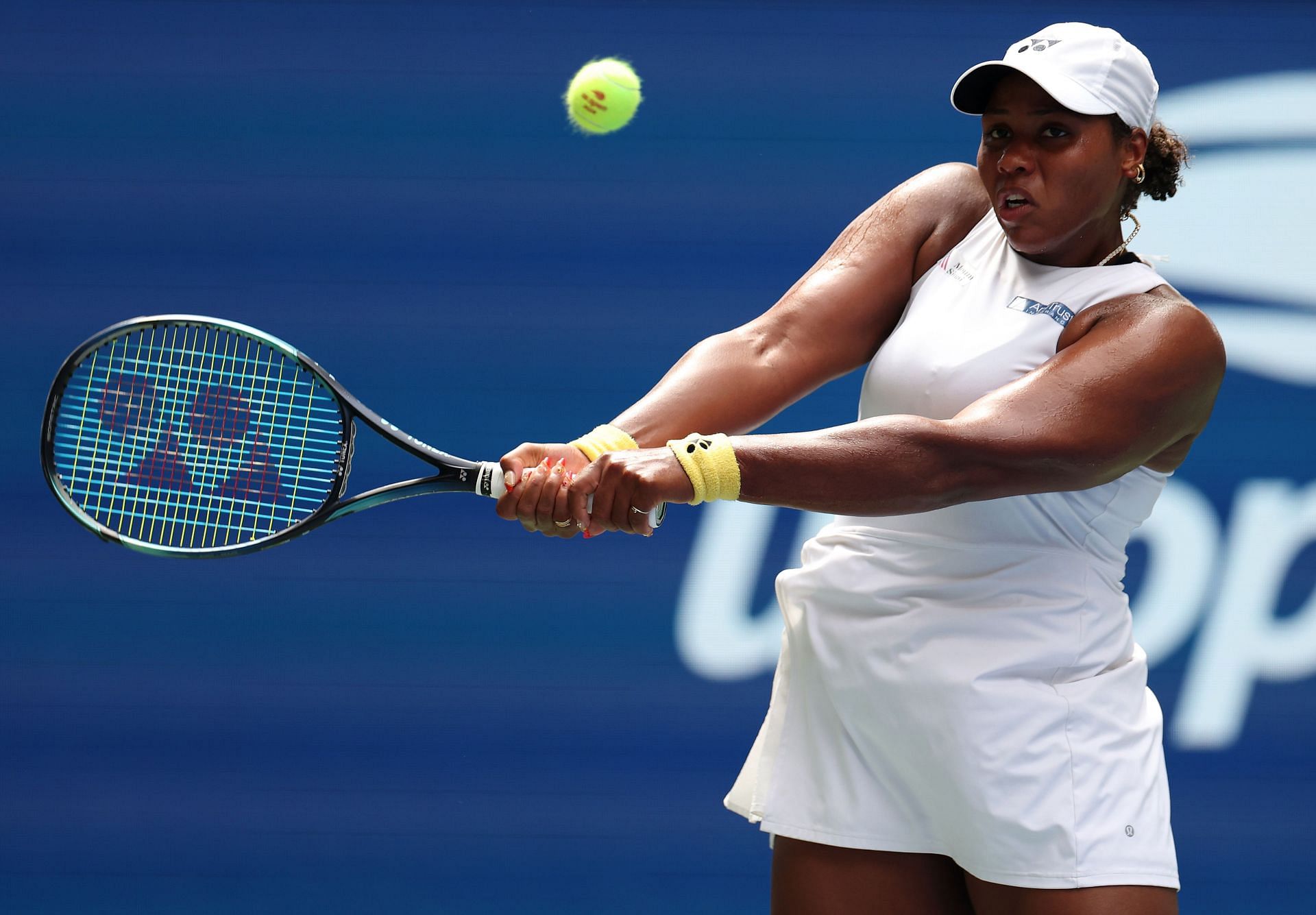 Taylor Townsend of the United States returns a shot against Paula Badosa of Spain during their Women&#039;s Singles Second Round match on Day Three of the 2024 US Open - Source: Getty