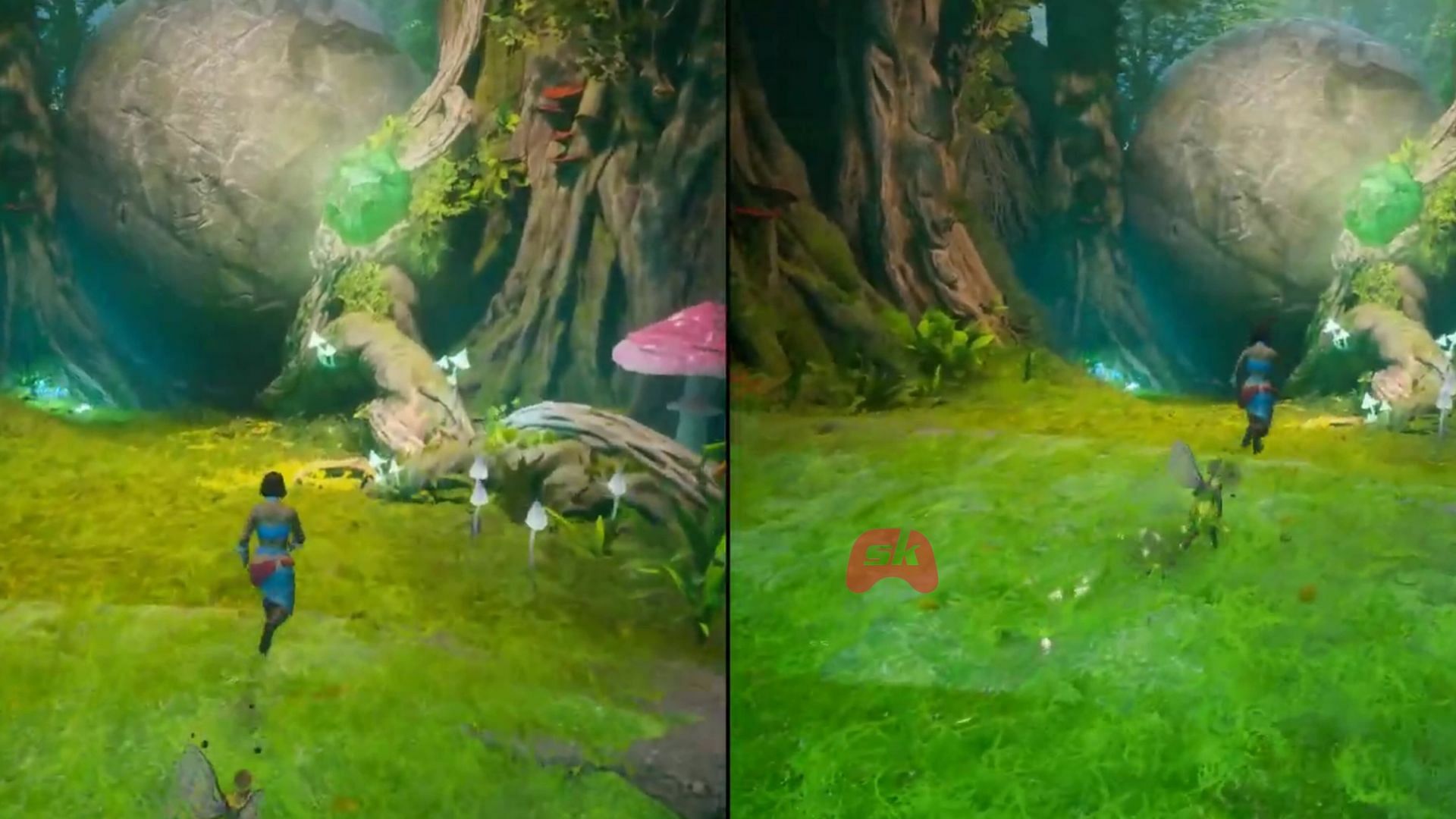 Remove the large boulder and use the swing (Image via Sportskeeda Gaming || EA)