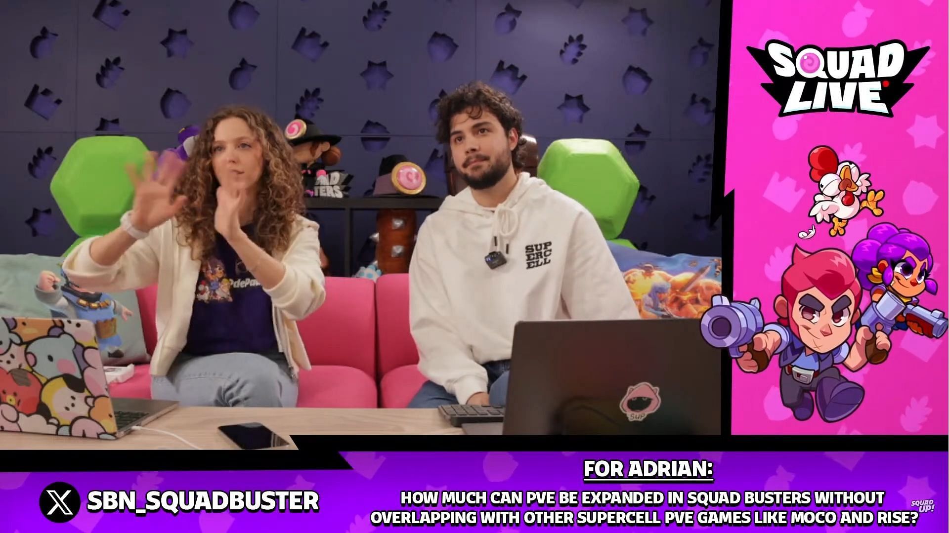 Paula talking about the possibility of the return of PVE game modes in the game (Image via YouTube/@SquadBusters)