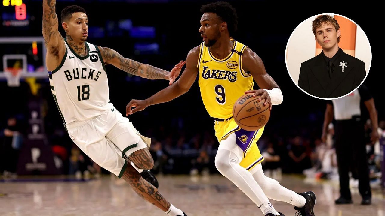 $8,000,000 singer followed by Bronny James and Kyle Kuzma flexes courtside appearance for Bucks-Lakers