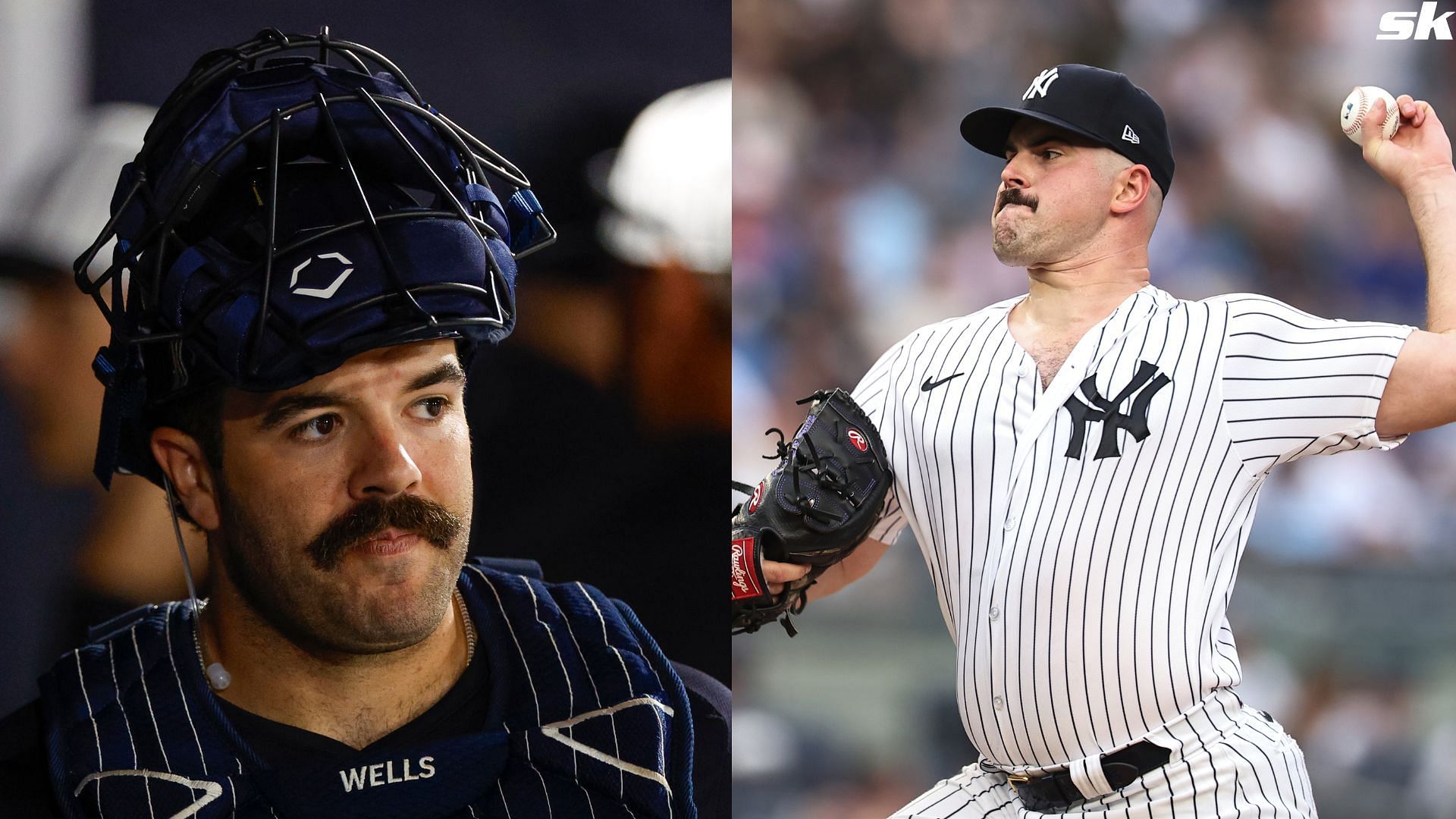 Carlos Rodon of the New York Yankees throws a pitch during the first inning of the game against the Chicago Cubs at Yankee Stadium (Source: Getty)