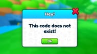 "This code does not exist!" error in Rebirth Champions Ultimate (Image via Roblox)