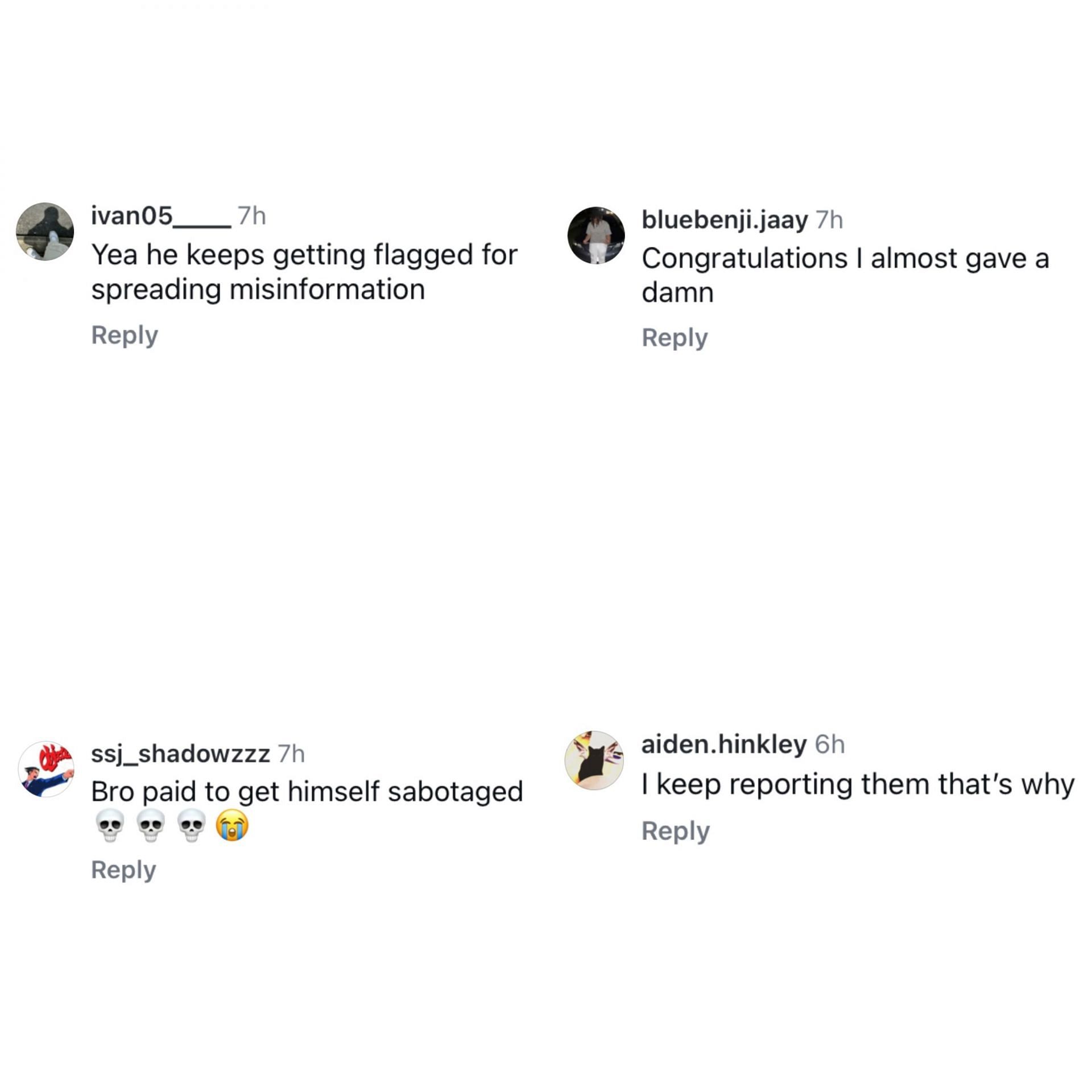 Comments about Playboi Carti&#039;s recent claims (Image via @rap/Instagram)