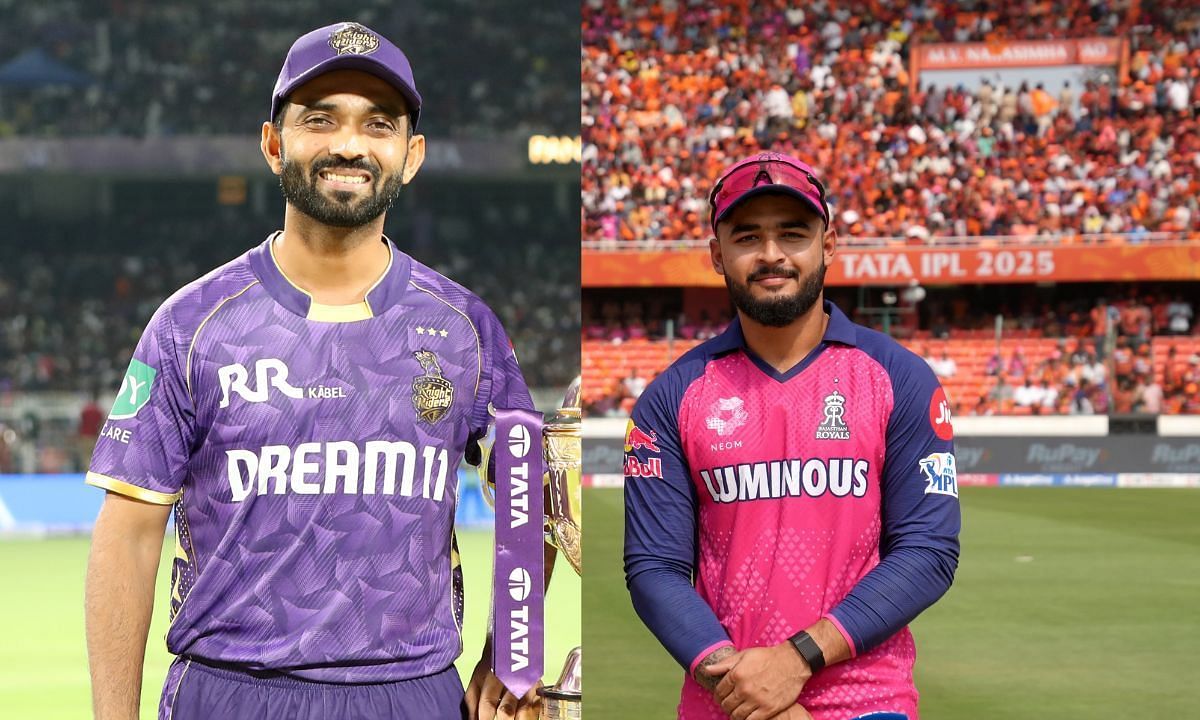 अजिंक्य रहाणे और रियान पराग (Photo Credit: X/@IPL)