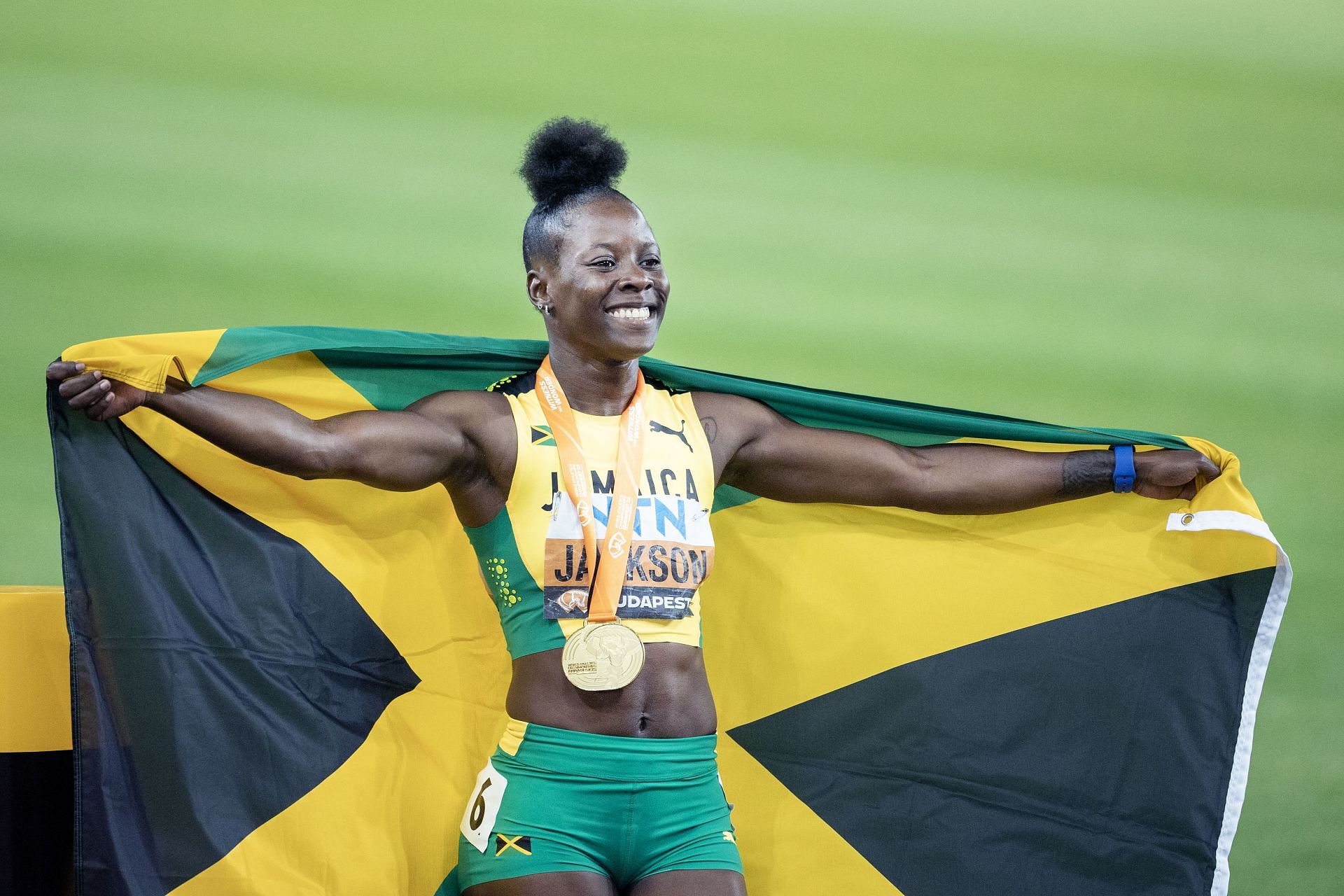 Shericka Jackson at the World Athletics Championships. Budapest 2023. - Source: Getty