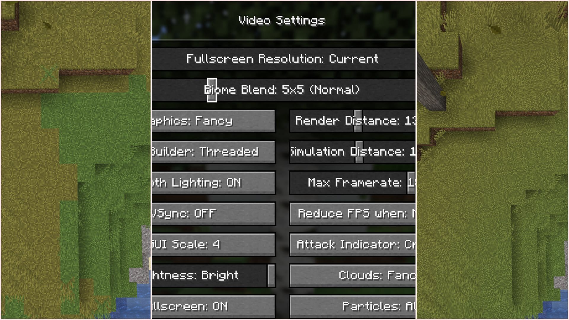 The biome blend setting is found under video settings (Image via Sportskeeda Gaming/Mojang Studios)