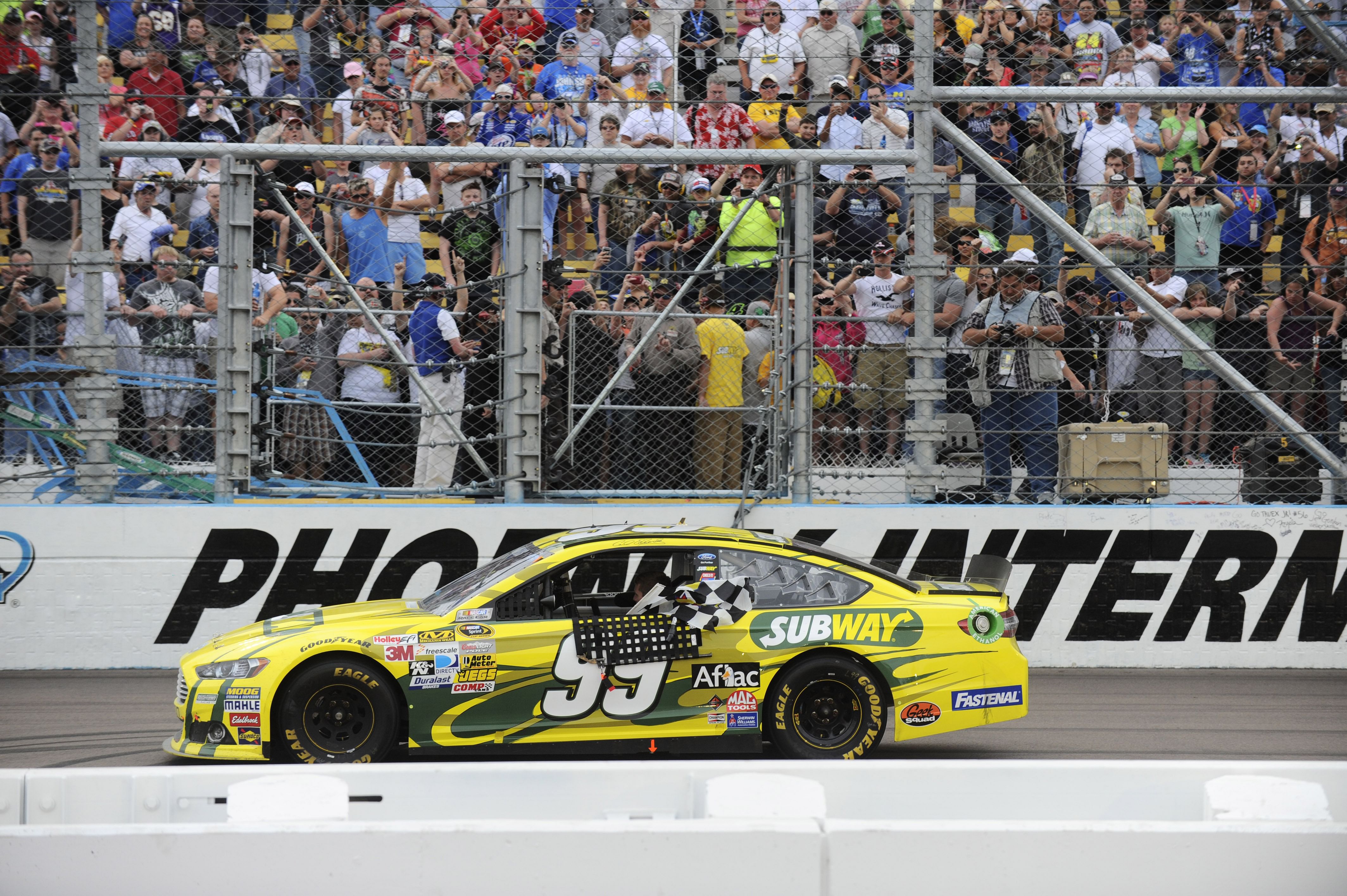 Former NASCAR driver Carl Edwards (99) during the Subway Fresh Fit 500 at Phoenix International Raceway - Source: Imagn