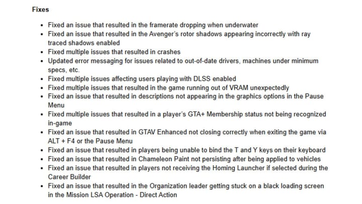 Gta 5 Enhanced Update S Patch Notes Revealed