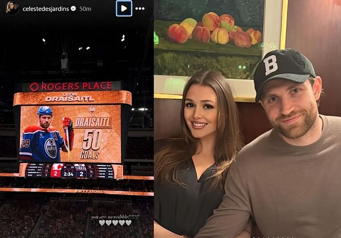 Leon Draisaitl's fiancée Celeste pens 3-word reaction after Oilers star reaches 50-goal milestone