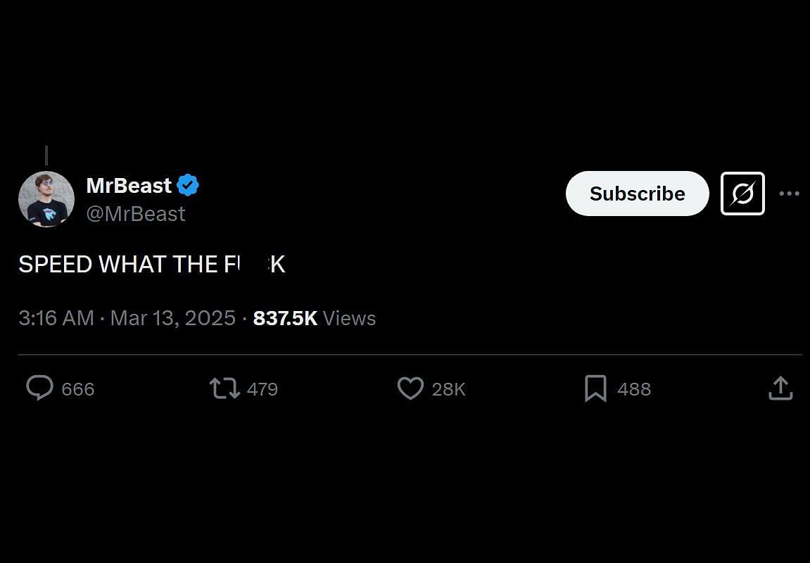 Jimmy&#039;s reaction to his number being leaked (Image via MrBeast/X)