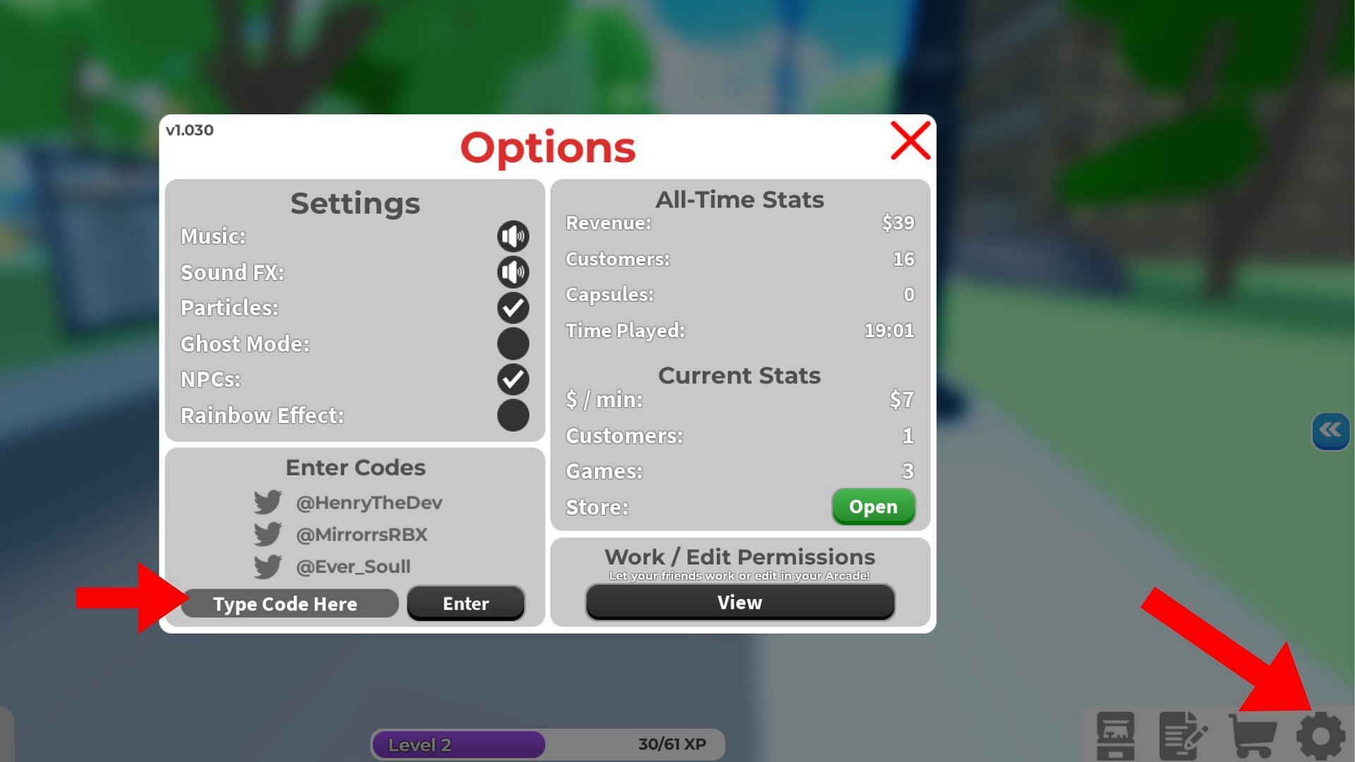 Click the Settings tab from the bottom right corner (Image via Roblox)