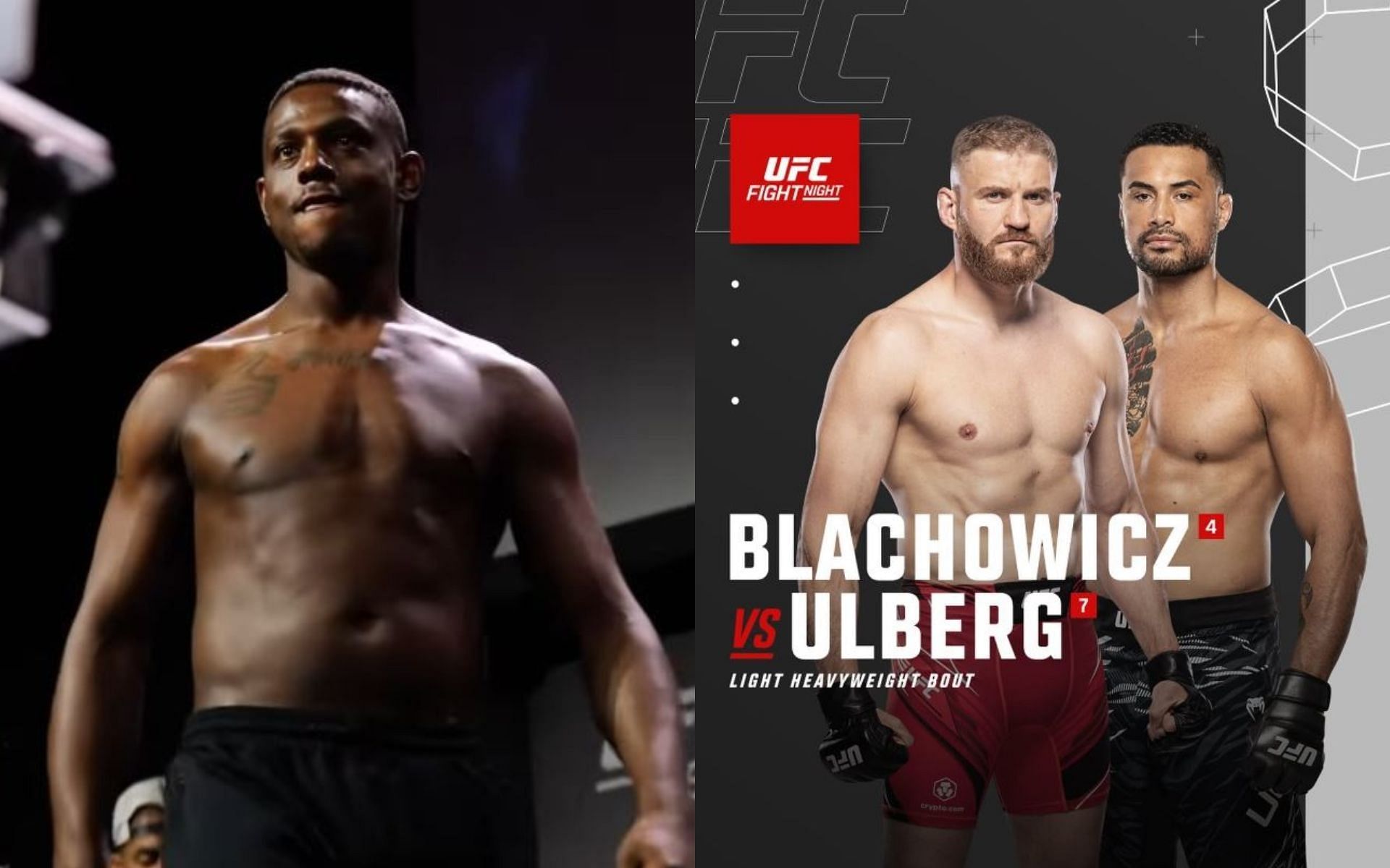 Jamahal Hill (left) provides his prediction on the Jan Blachowicz vs Carlos Ulberg fight (right) this weekend. [Image credit: @sweet_dreams_jhill, @janblachowicz on Instagram]