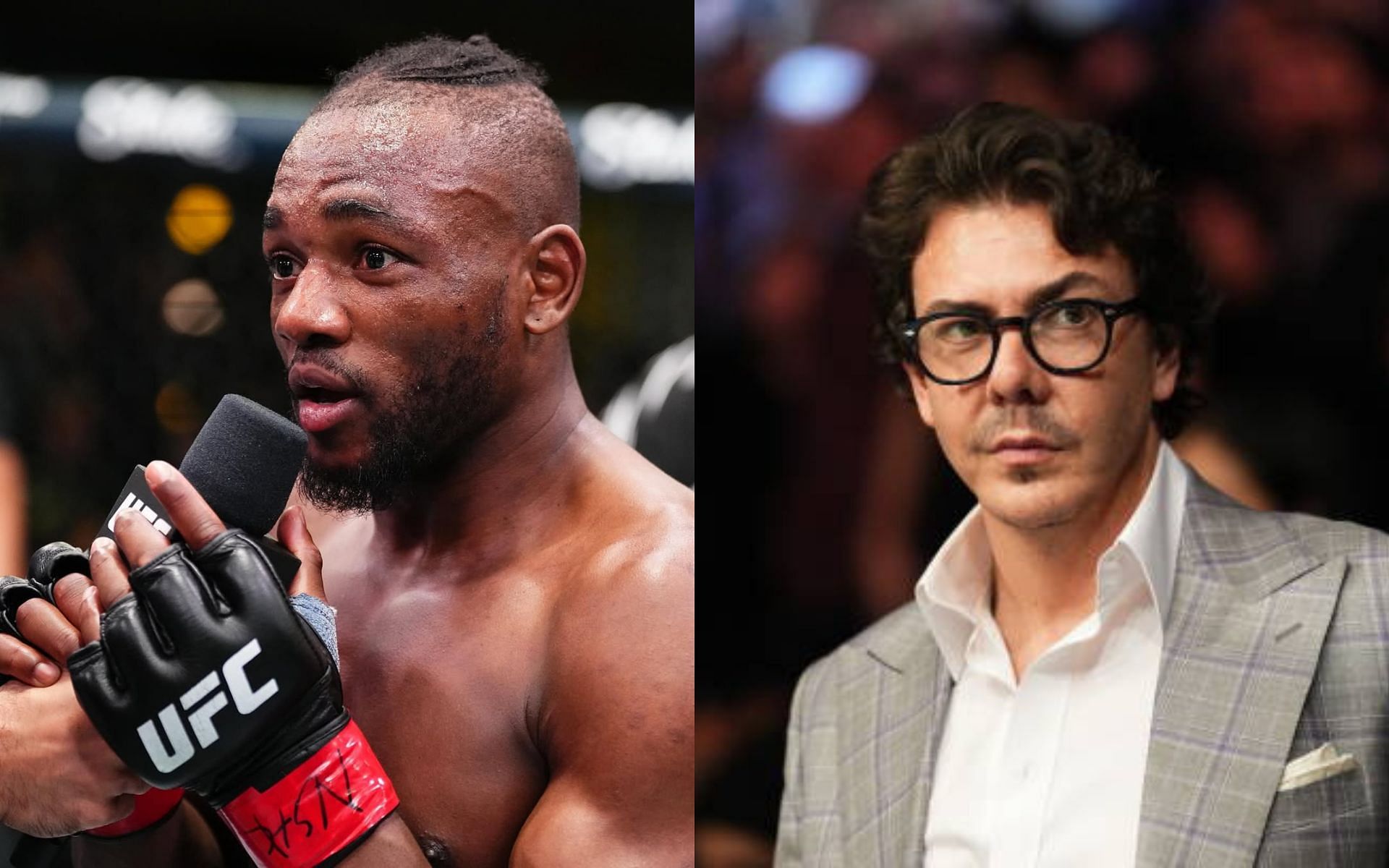 Manel Kape (left) asks Hunter Campbell (right) for a title shot. [Images courtesy: @ufc on Instagram and Getty]