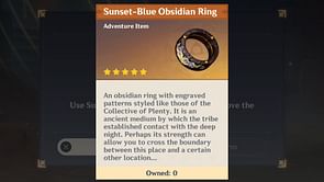Genshin Impact Sunset-Blue Obsidian Ring location guide and where to use