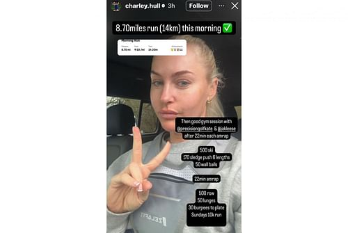 A screenshot of Charley Hull's Instagram story on Saturday - Credit: Instagram@charley.hull