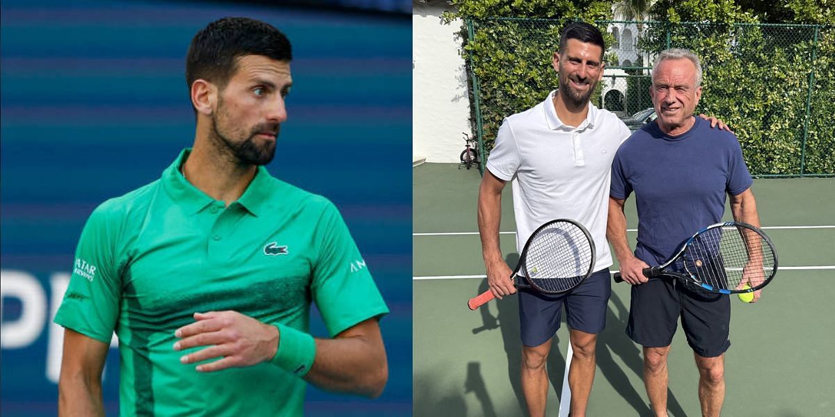 Novak Djokovic (L) met up with HSS Secretary Robert F Kennedy Jr. (R) - Source: Getty and X