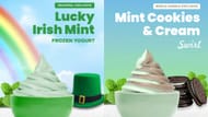 Lucky Irish Mint and Mint Cookies & Cream flavors (Image via Instagram/@yogurtlandinc)