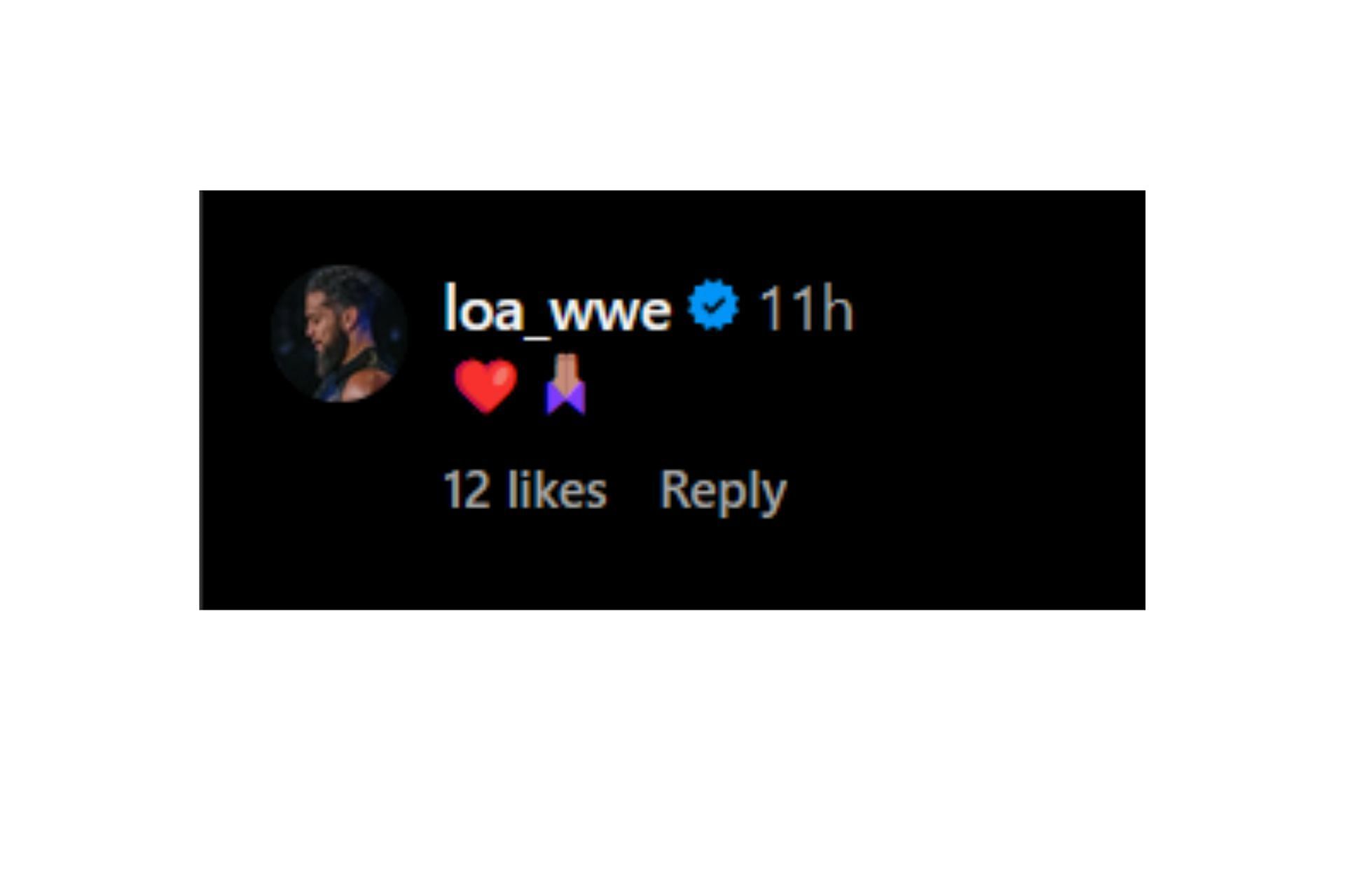 Tonga Loa&#039;s comment on Dustin Rhodes&#039; Instagram post