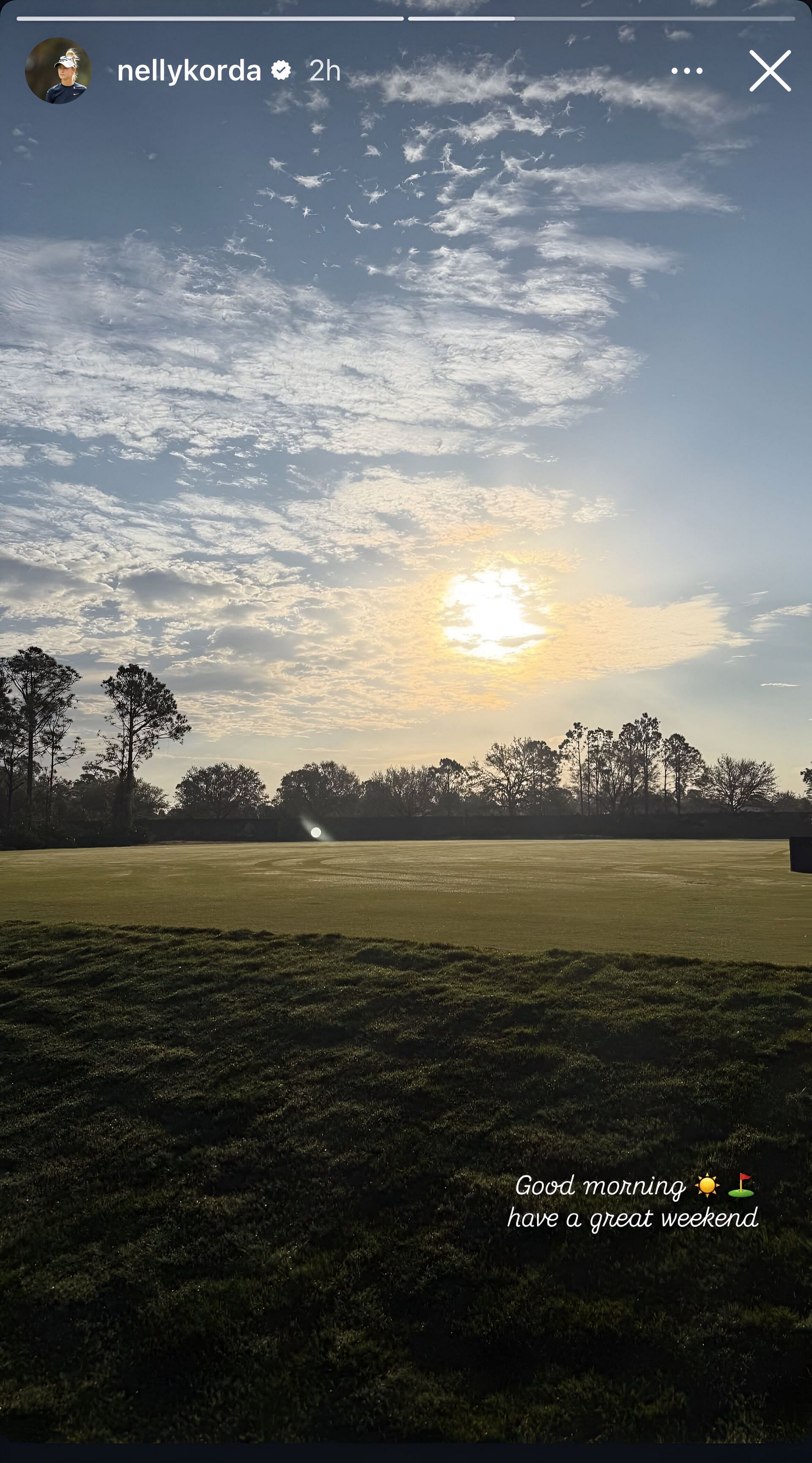 Nelly Korda makes an early Saturday start. Image via Instagram Nellykorda