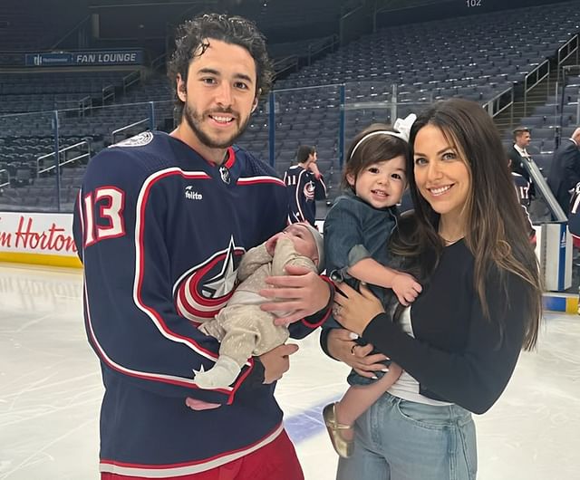 Johnny Gaudreau honored by Blue Jackets at 2025 NHL Stadium Series (via Instagram/@meredithgaudreau_)