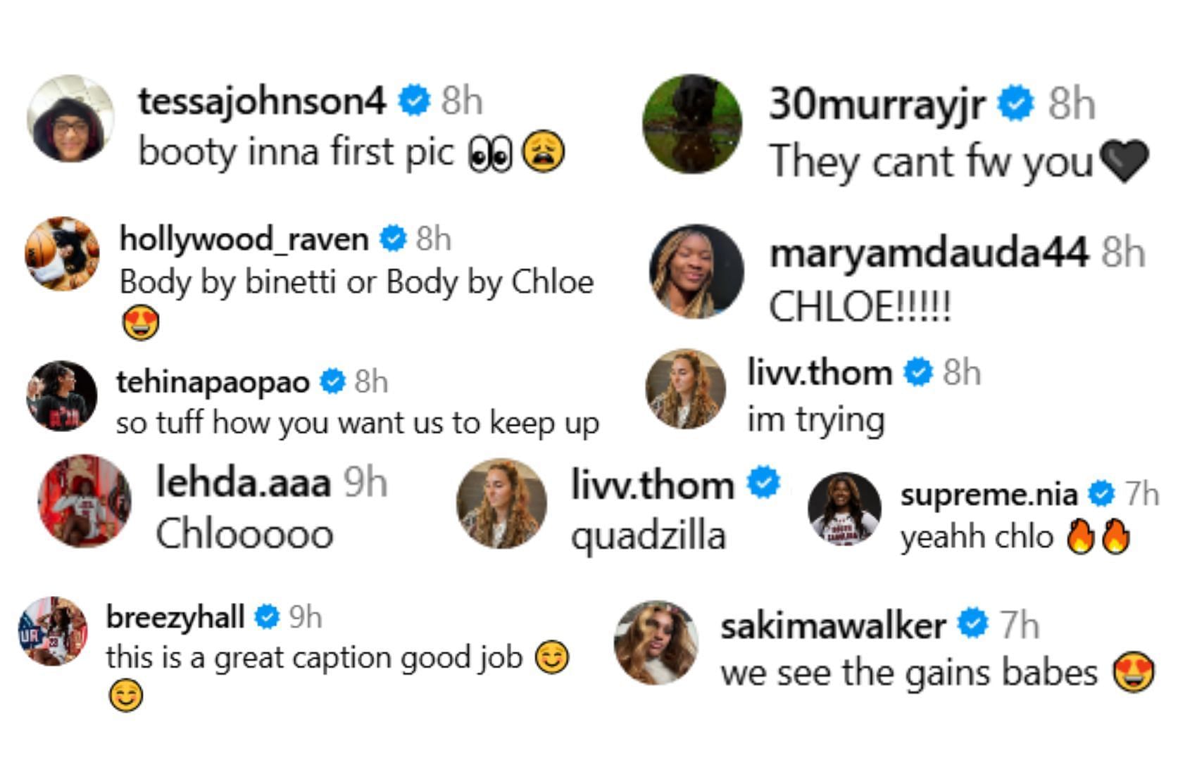 Sakima Walker, Raven Johnson, Bree Hall and other Gamecocks hype Kitts | via @chloe.kitts/ig