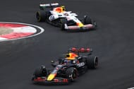Max Verstappen of Red Bull leading Yuki Tsunoda of Racing Bulls - Source: Getty