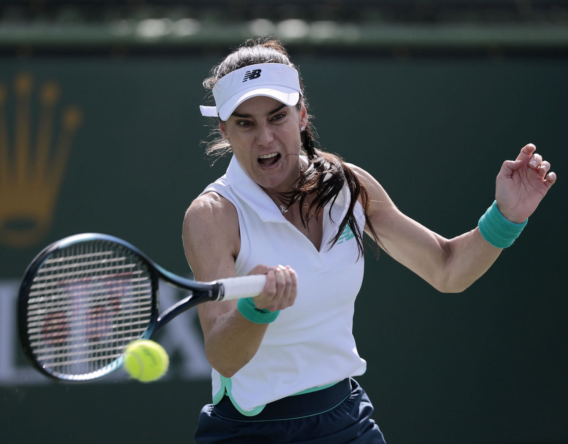 Cirstea of Romania plays a forehand in her match against Maya Joint of Australia at Indian Wells - Source: Getty