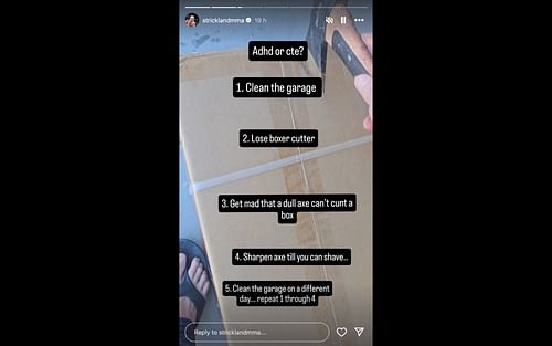 Screenshot of Sean Strickland's story [Image Courtesy: @stricklandmma on Instagram]