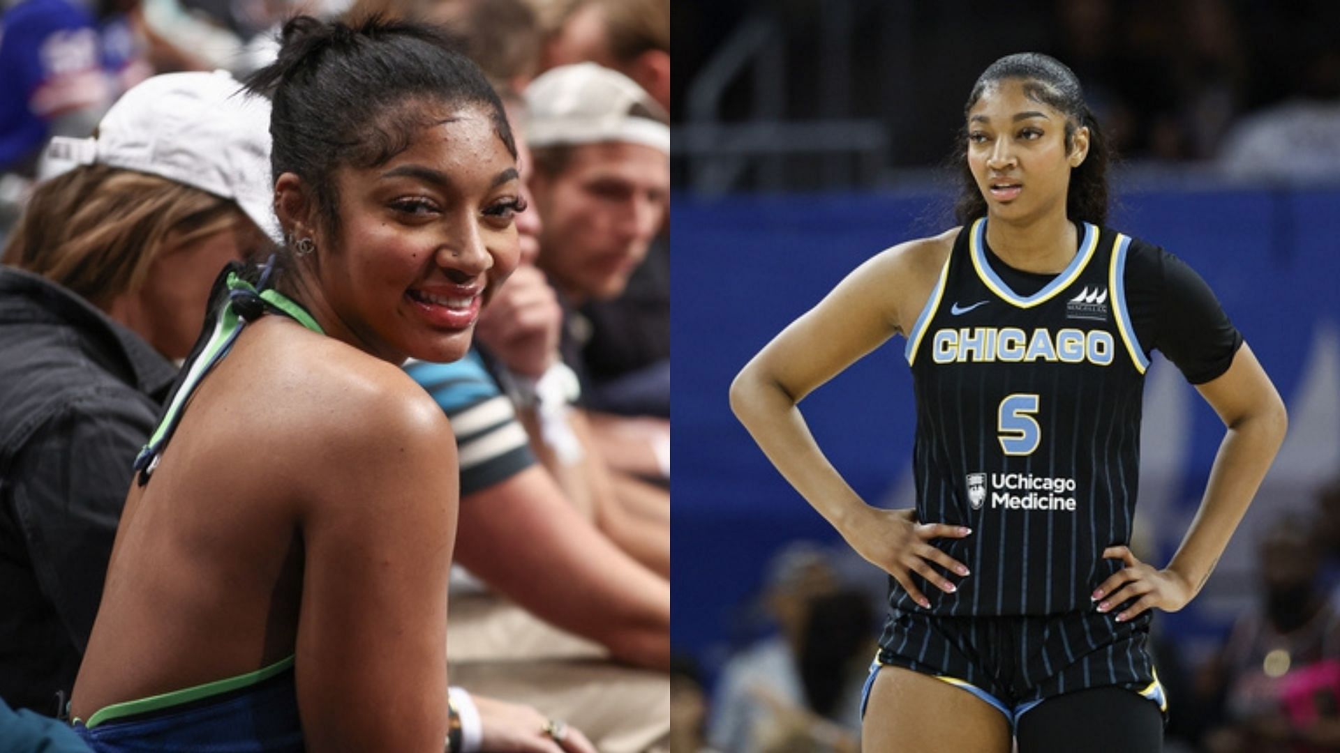 Chicago Sky forward Angel Reese attends game five of the 2024 WNBA Finals at Barclays Center. Chicago Sky forward Angel Reese during a WNBA game. Photo Credits: Imagn