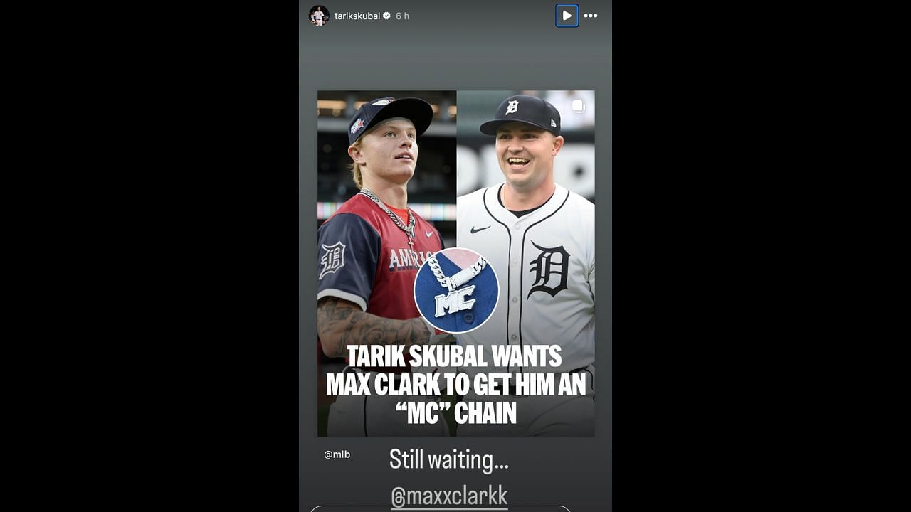 Screenshot of Tarik Skubal&#039;s Instagram Story (Image from - Instagram.com/@tarikskubal IG Stories)