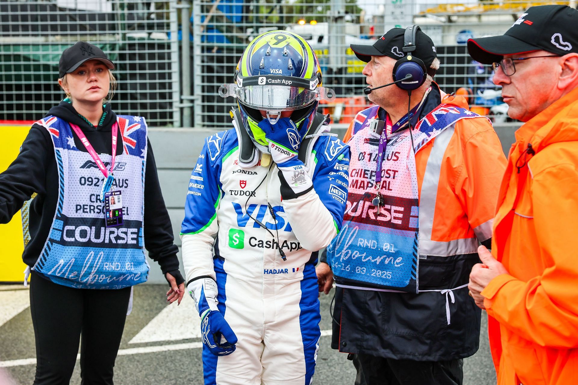 VCARB driver Isack Hadjar after crash in Australia [Image Source: Getty]