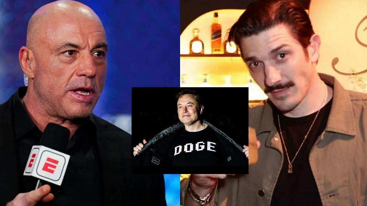 Joe Rogan (Left), Elon Musk (Middle), and Andrew Schulz (Right)