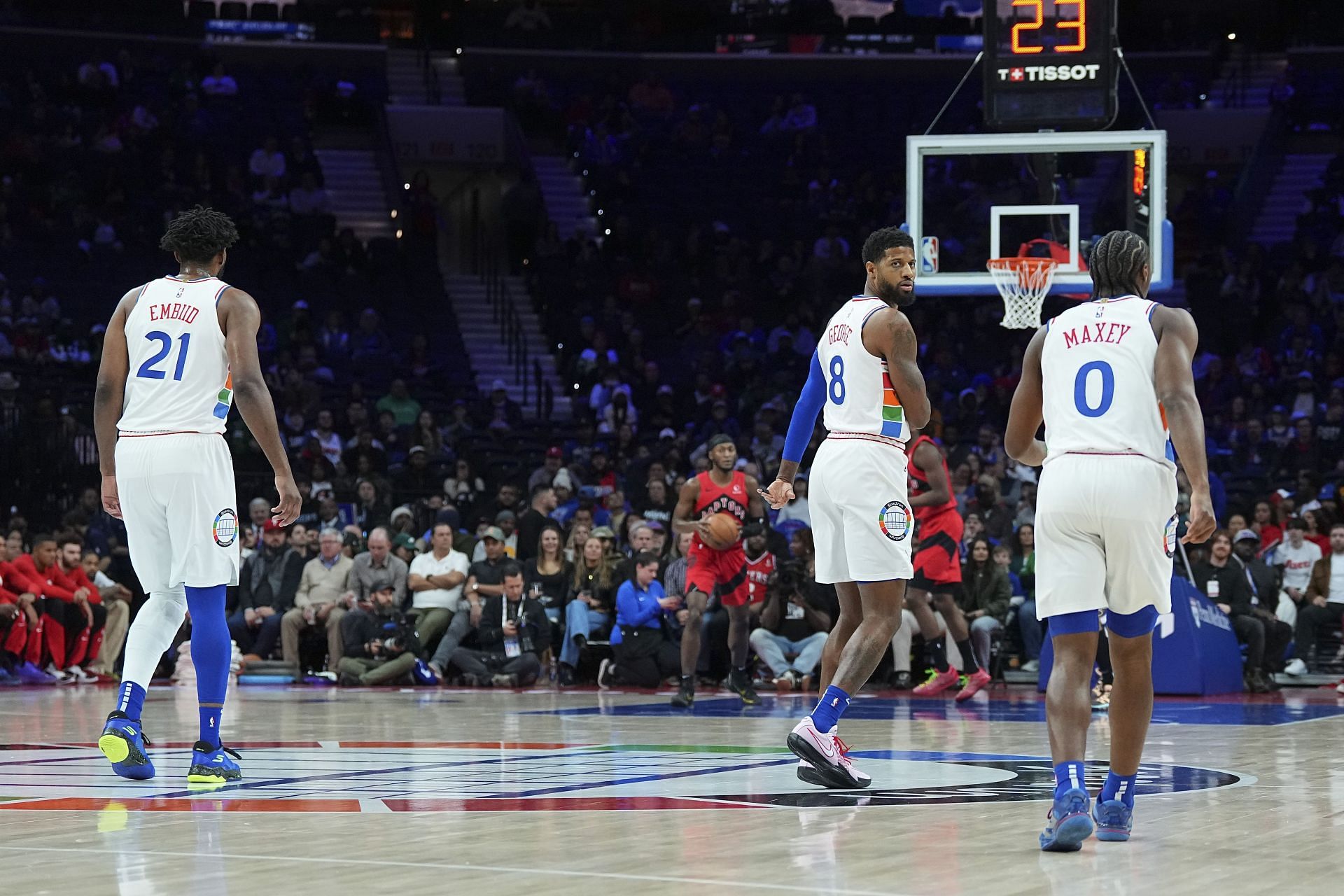 The Sixers big three in action against the Toronto Raptors- Source: Getty