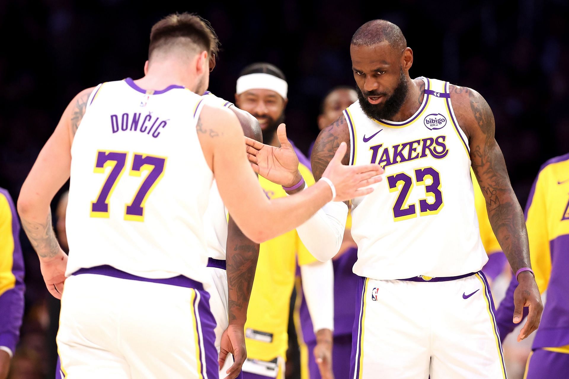 LeBron James and Luka Doncic of the LA Lakers - Source: Getty