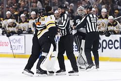 Jeremy Swayman reveals why he challenged Darcy Kuemper to a goalie fight during Kings' 7-2 shellacking of Bruins