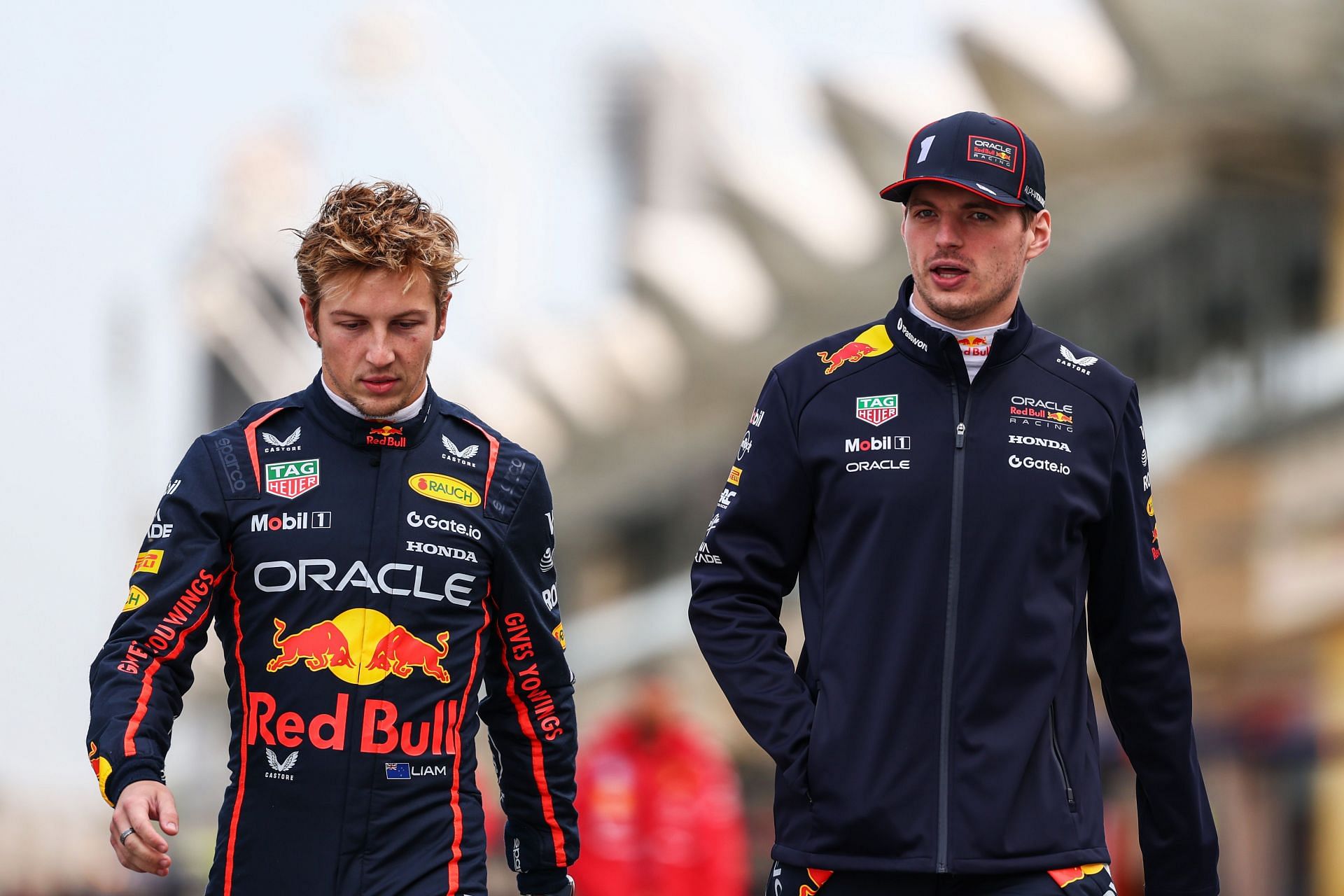 Liam Lawson and Max Verstappen ahead of Testing in Bahrain - Day 1 - Source: Getty