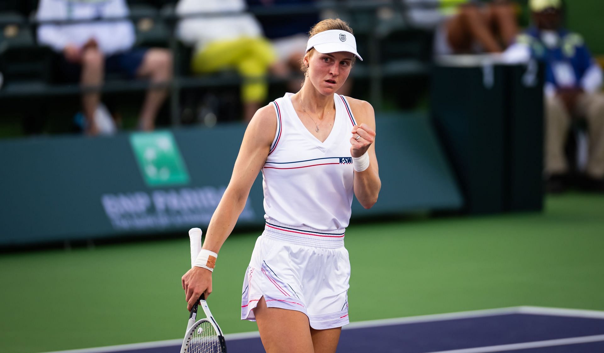 Samsonova in action against &lt;a href=&#039;https://www.sportskeeda.com/player/daria-kasatkina&#039; target=&#039;_blank&#039; rel=&#039;noopener noreferrer&#039;&gt;Daria Kasatkina&lt;/a&gt; in the third round on Day 6 of the BNP Paribas Open - Source: Getty