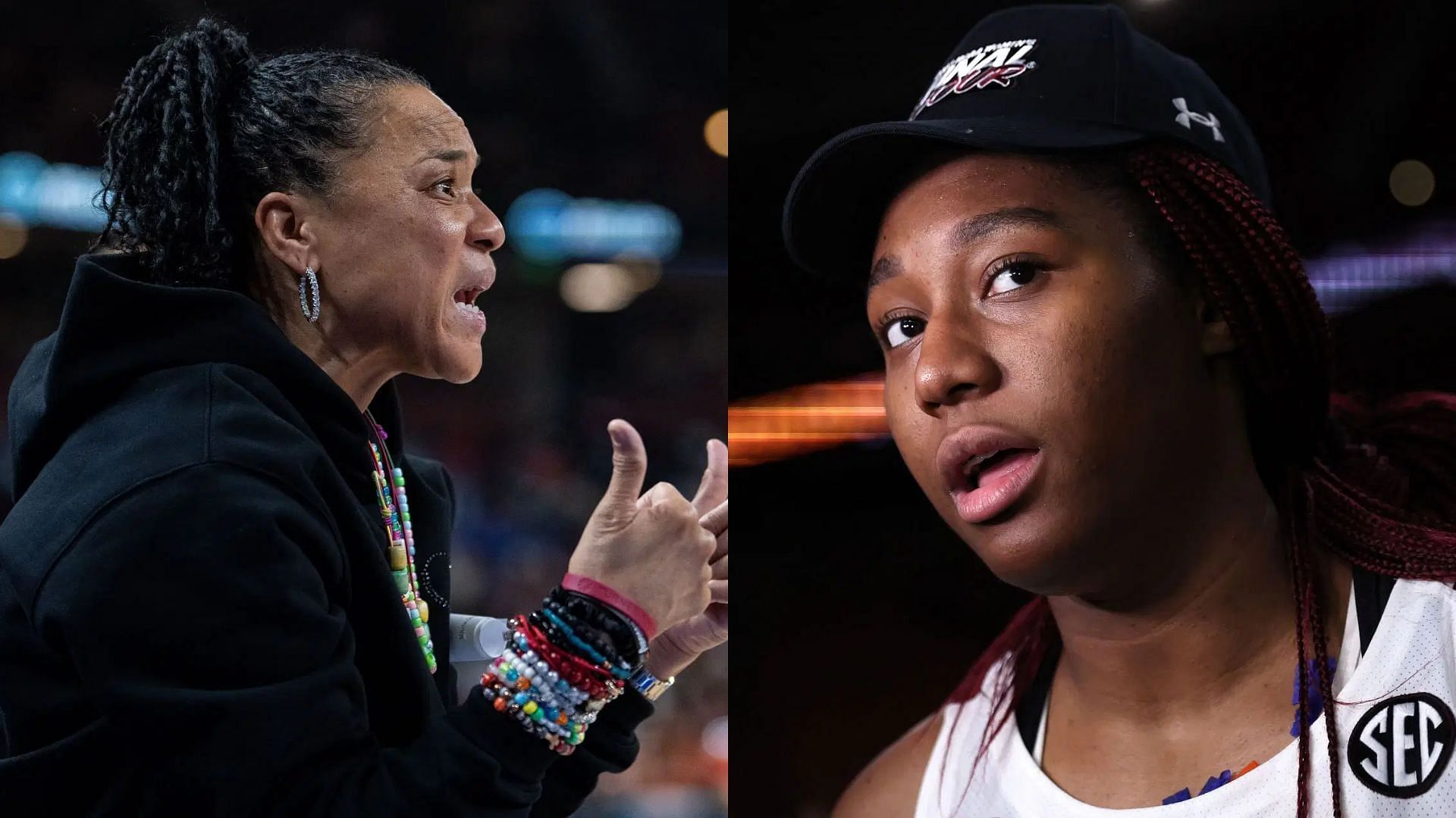 Dawn Staley and Aliyah Boston