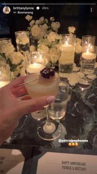 A cocktail served during the Mahomeses' 3rd wedding anniversary