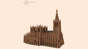 Minecraft player builds a beautiful and large gothic cathedral