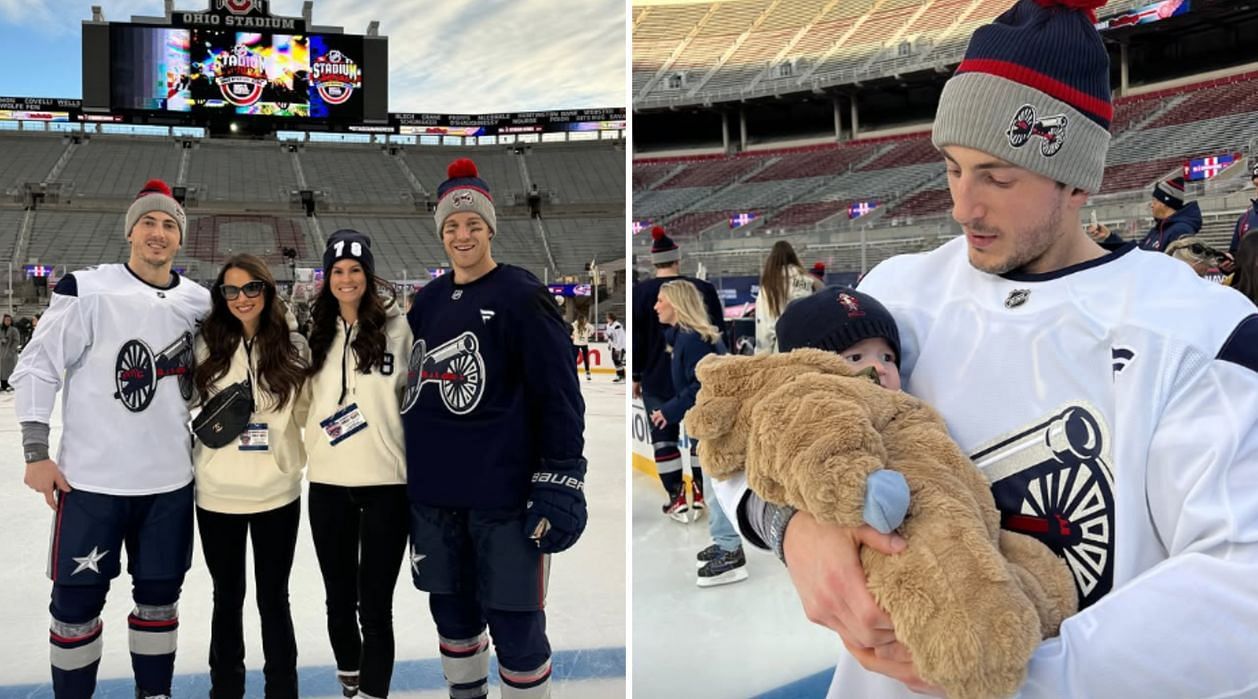 Zach Werenski with Johnny Gaudreau Jr. (right). (Credit: IG/@odette_peters, @bluejacketsnhl)