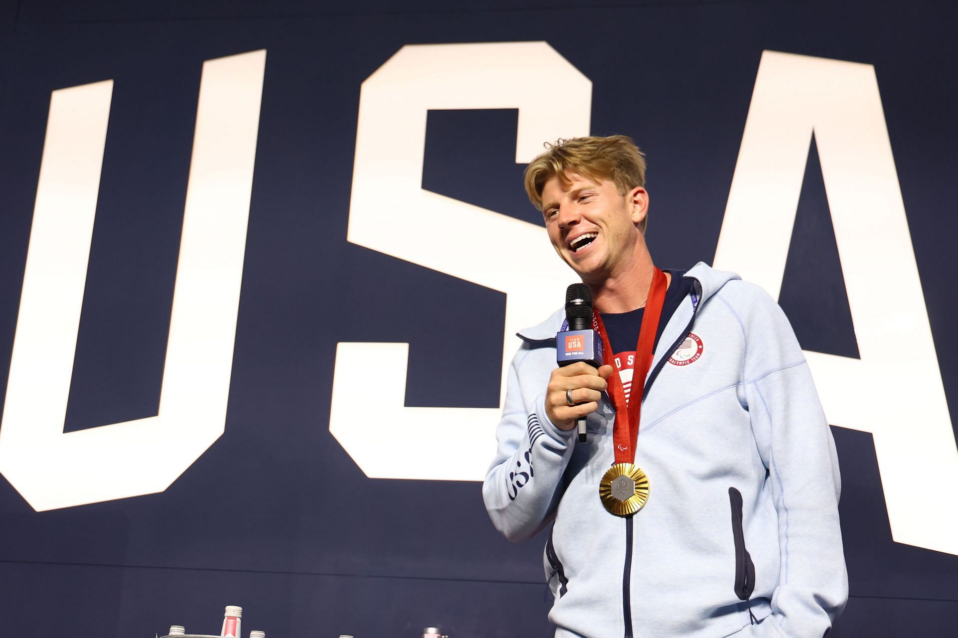 Woodhall speaks at the USA House at Paralympics Paris 2024 (Image Source: Getty)