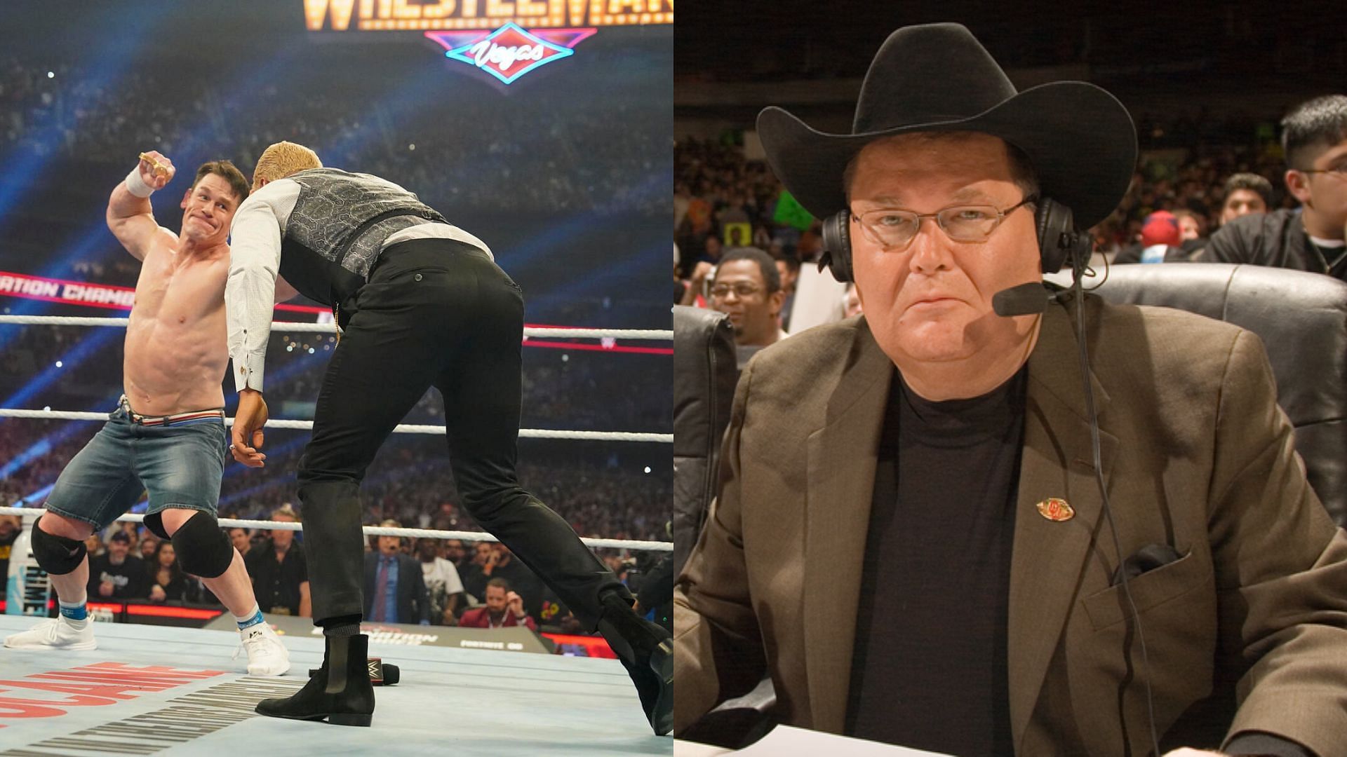 John Cena &amp; Cody Rhodes (left) and Jim Ross (right). (Image credits: wwe.com)