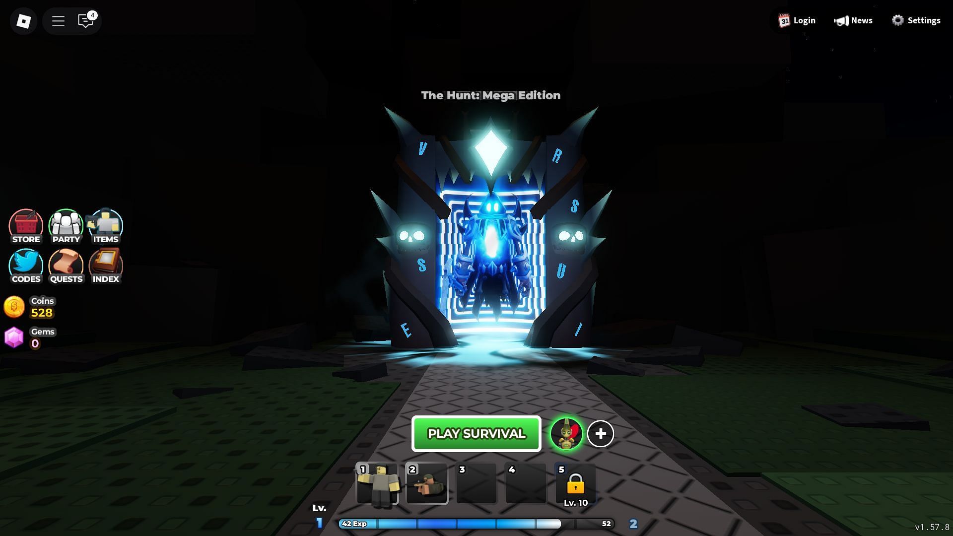 The Hunt: Mega Edition portal in the lobby (Image via Roblox)