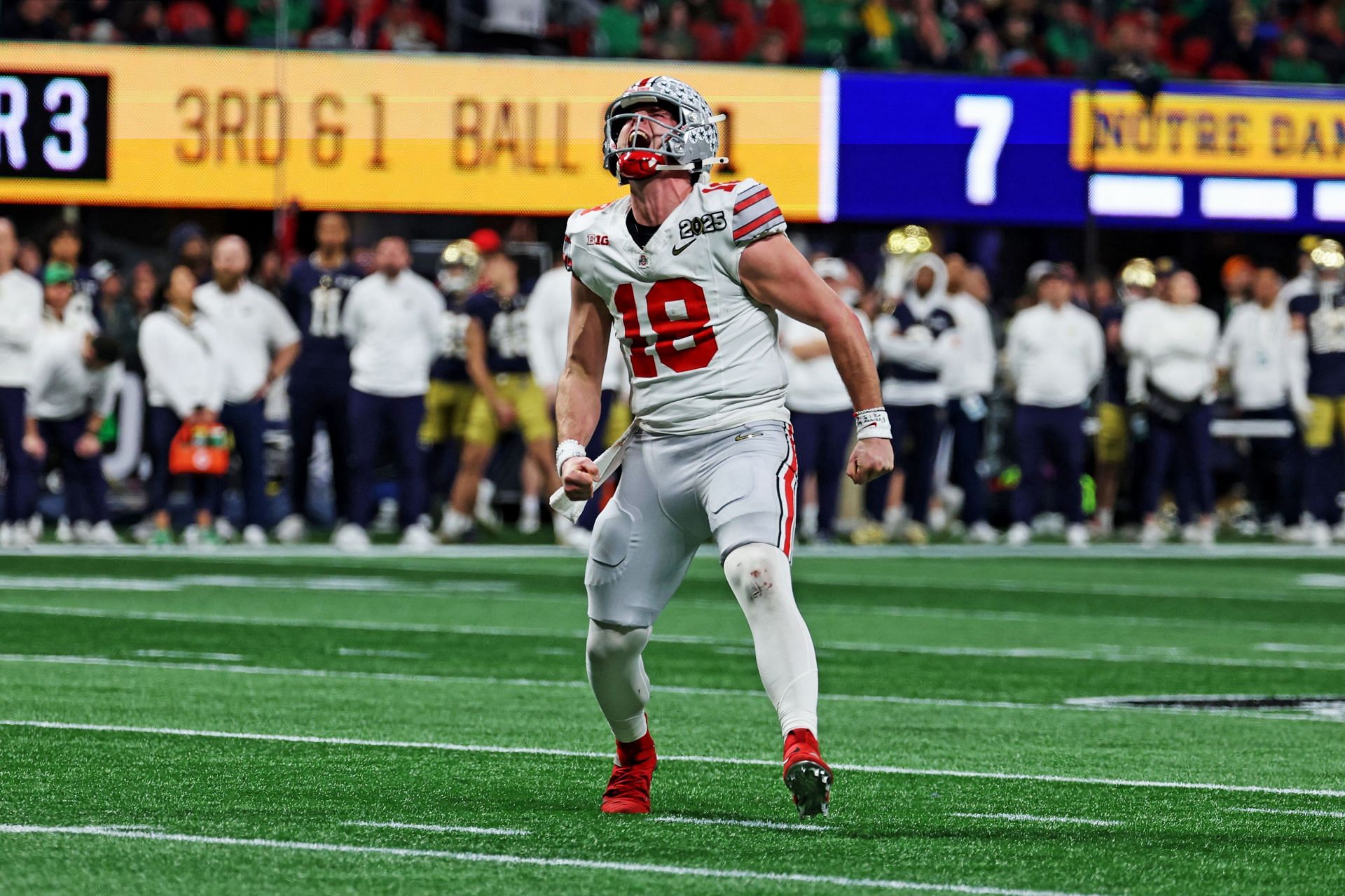 Will Howard in action for Ohio State at the 2025 CFP National Championship - Source: Getty