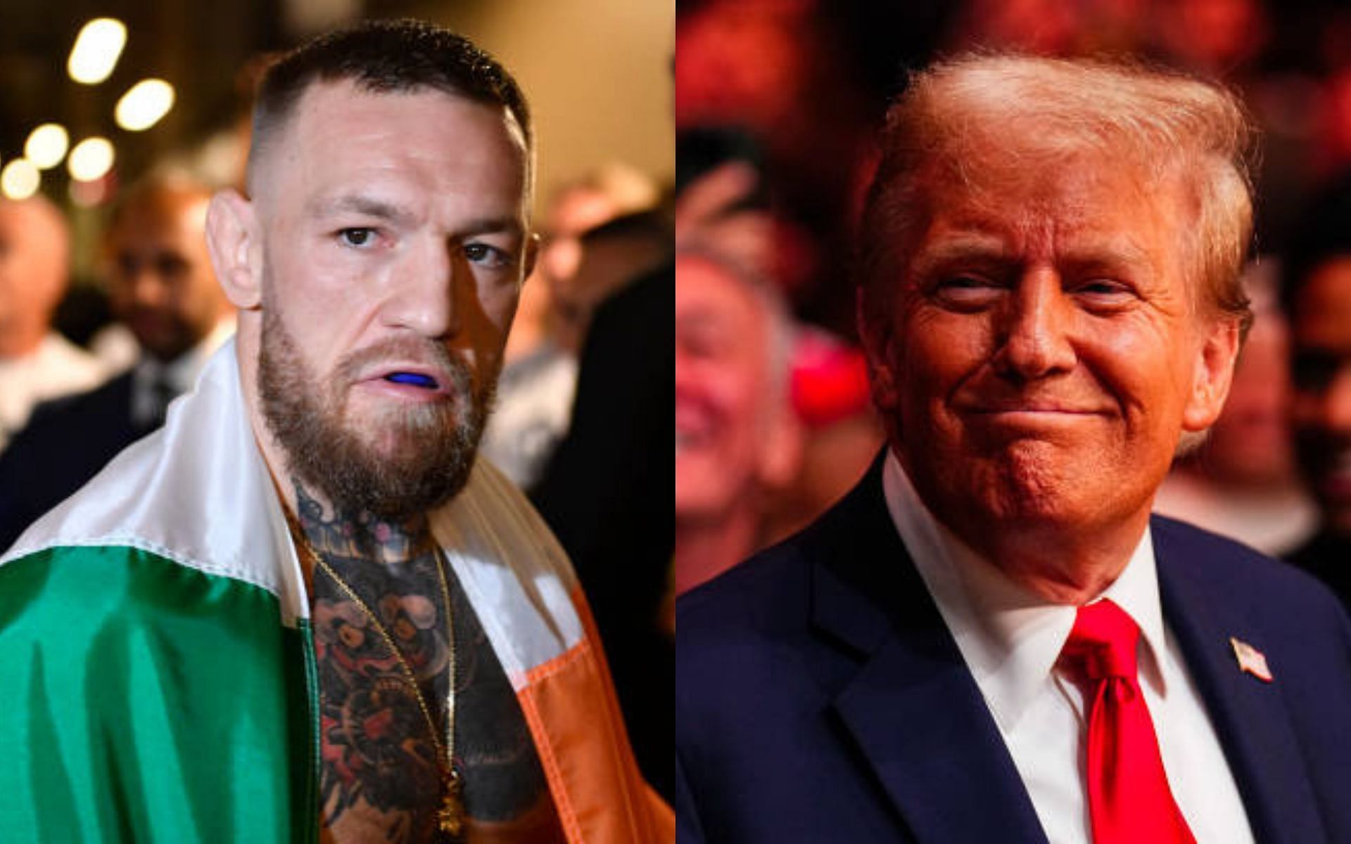 Conor McGregor (left) reveals upcoming meeting with Donald Trump (right)