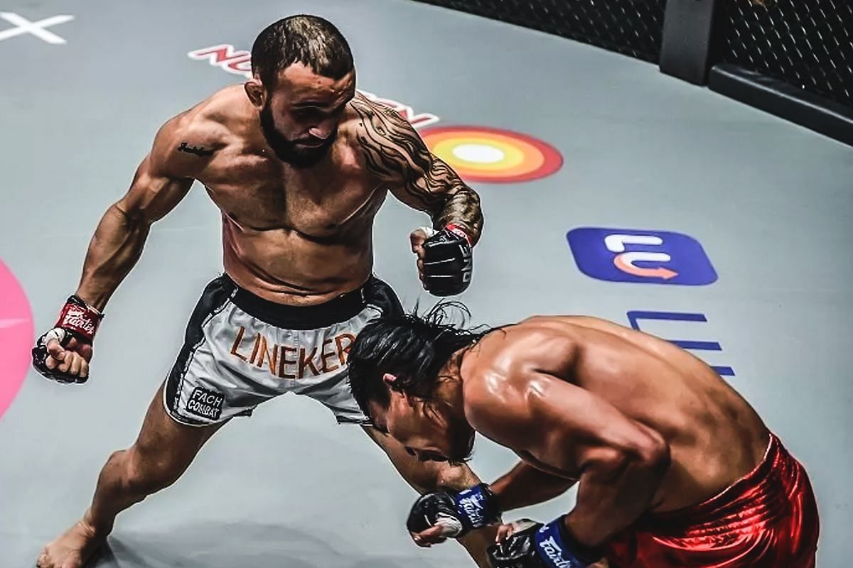 John Lineker (left) drops Kevin Belingon [Photo via ONE Championship]