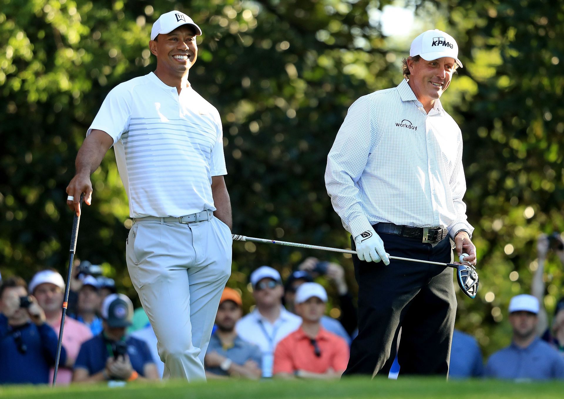 Tiger Woods and Phil Mickelson at the Augusta National - Source: Getty